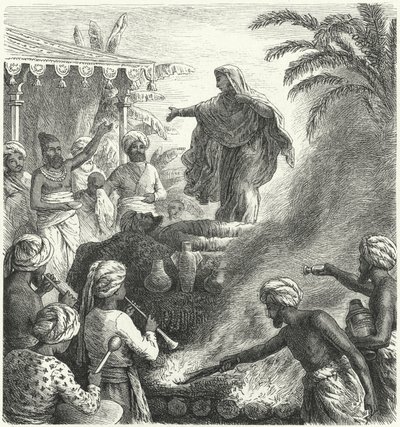 Suttee, costume funerário hindu (gravura) de Heinrich Leutemann