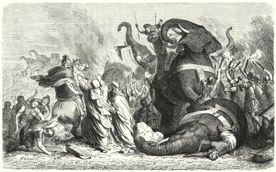 A Batalha de Asculum, 279 AC (gravura) de Heinrich Leutemann