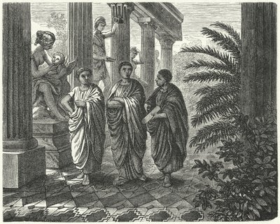 O Imperador Romano Augusto, Gaio Maecenas e Virgílio (gravura) de Heinrich Leutemann