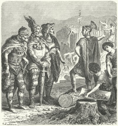 O general romano Stilicho negociando com os Godos, c400 (gravura) de Heinrich Leutemann