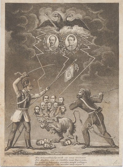 Alegoria da supressão da Revolução Húngara em 1849, 1849. de Heinrich Mansfeld