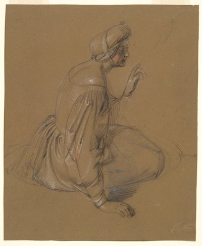 Estudo de uma mulher sentada: Santa Isabel de Heinrich Schwemminger