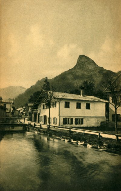 O moinho em Oberammergau, Baviera, Alemanha c1922. de Heinrich Uhlschmid
