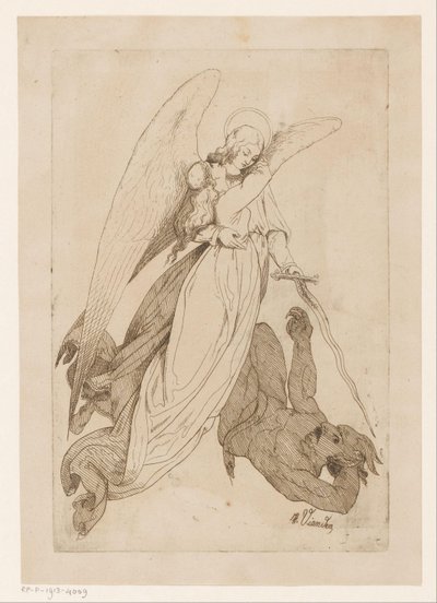 Anjo levanta uma santa e derrota um demônio de Heinrich Vianden