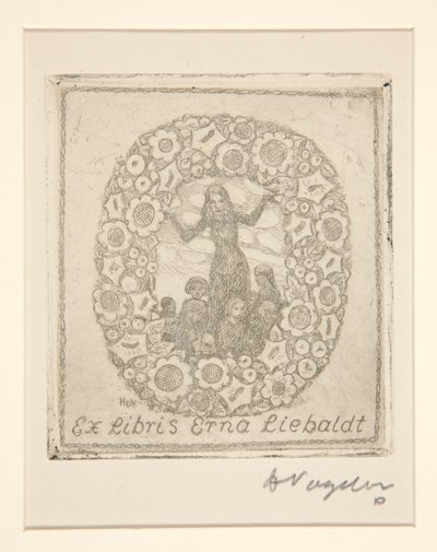 Placa de livro: Ex Libris Erna Liebaldt de Heinrich Vogeler