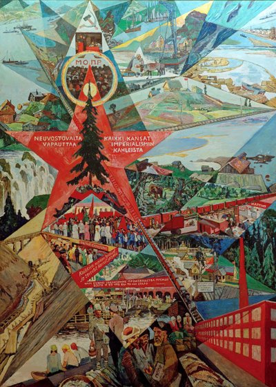 Painel de agitação de Karelia e Murmansk, 1926. de Heinrich Vogeler