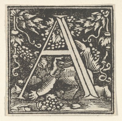Letra inicial A com putto, ca. 1538. de Heinrich Vogtherr