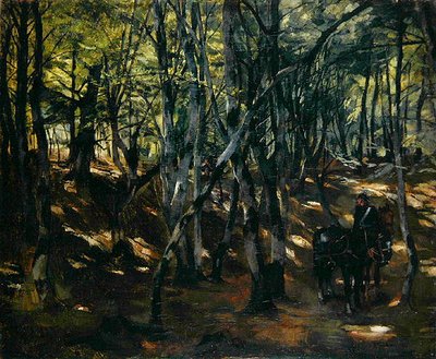 Patrulha de Cavalaria no Meio de um Bosque de Heinrich Wilhelm Truebner