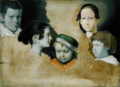 Os cinco filhos mais velhos do pintor Julius Schnorr von Carolsfield (1794-1872), c.1839-40 de Heinrich Wilhelm Truebner