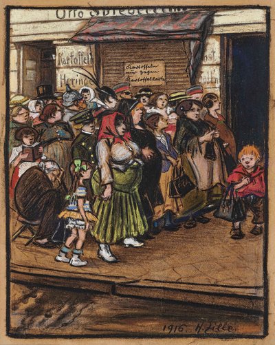 Fila de batatas, 1916. de Heinrich Zille