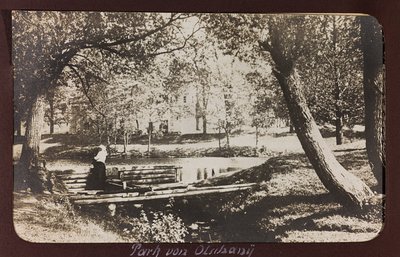 Primeira Guerra Mundial: a "Ucrânia nos anos 1914-1916 durante a invasão do exército alemão". Um parque (foto a p/b) de Heldenfriedhof Dsessentniki (attr. to)