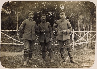 Primeira Guerra Mundial: a "Ucrânia nos anos 1914-1916 durante a invasão do exército alemão". Grupo de soldados (foto a p/b) de Heldenfriedhof Dsessentniki (attr. to)