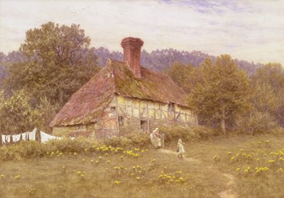 A Cottage Near Blackdown, Sussex (aquarela) de Helen Allingham