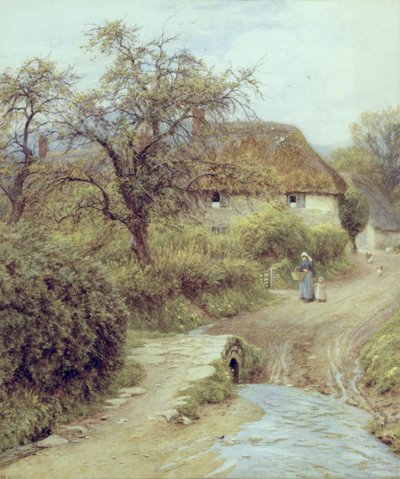 A Hill Farm, Symondsbury, Dorset (aguarela sobre papel) de Helen Allingham