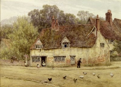 Junto à antiga casa de campo (aguarela sobre papel) de Helen Allingham