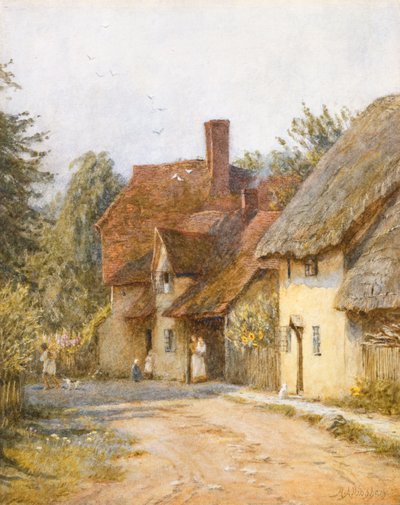 East Hagbourne, Berkshire (aquarela com riscos no papel) de Helen Allingham