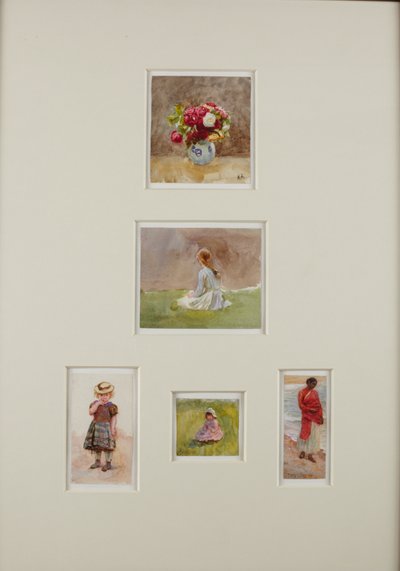 Cinco esboços (aguarela sobre papel) de Helen Allingham