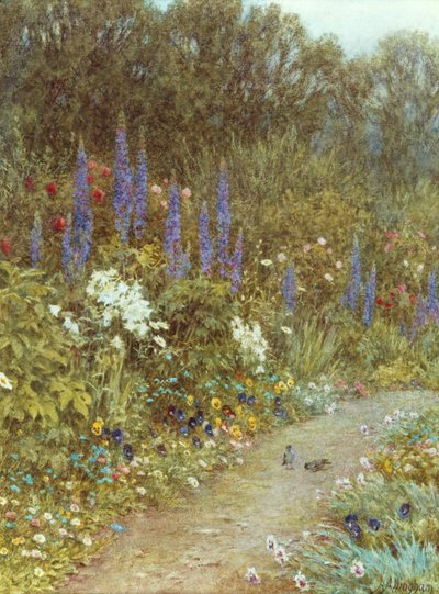 Jardim à volta da sua casa de campo (aguarela) de Helen Allingham