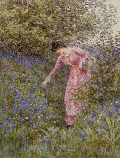 Gathering Bluebells (wc com bodycolour no papel) de Helen Allingham