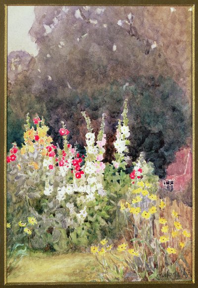 Hollyhocks, de Helen Allingham
