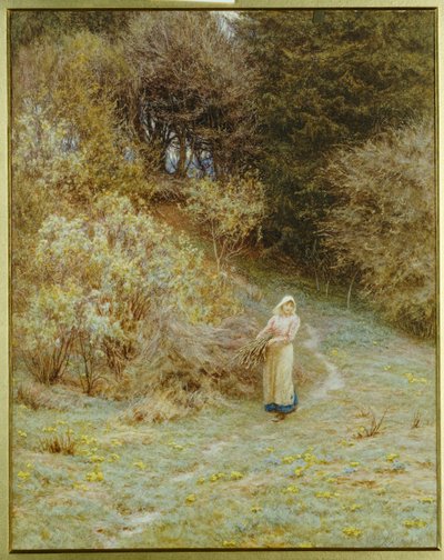 Na madeira de prímula de Helen Allingham