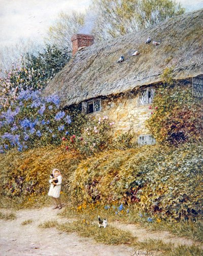 Old Cottage at Freshwater, Isle of Wight (aguarela sobre papel) de Helen Allingham