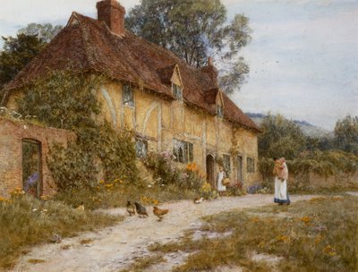 Old Kentish Cottage (aquarela com riscos no papel) de Helen Allingham