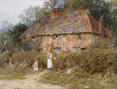 Old Surrey Cottage (aquarela com riscos) de Helen Allingham