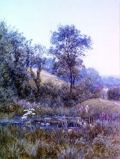Apanhar flores junto à lagoa de Helen Allingham
