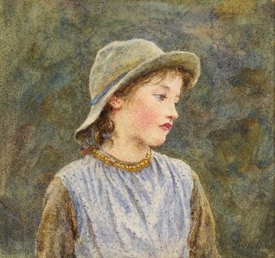 Estudo de retrato de Hetty (wc no papel) de Helen Allingham