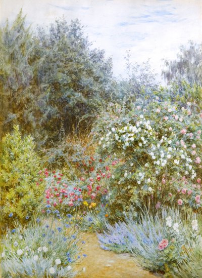 Rosas no jardim de Gertrude Jekyll, Munstead Wood, Surrey (aguarela) de Helen Allingham