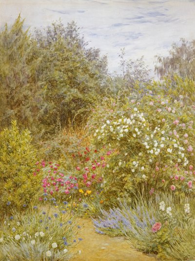 Rosas em um jardim de Surrey (wc no papel) de Helen Allingham