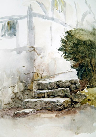 Passos em Bearstead, Kent (aguarela sobre papel) de Helen Allingham