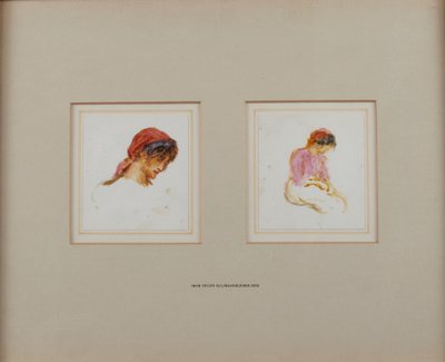 Estudo de uma rapariga com um lenço vermelho de cabeça de Helen Allingham