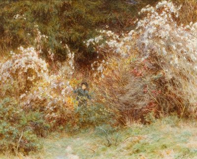 Alegria de viajantes: Um Surrey Hedgerow (wc no papel) de Helen Allingham