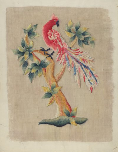 Seção da cortina da cama, c. 1937. de Helen E. Gilman