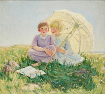 O Guarda-sol (óleo sobre tela) de Helen S. Johnston
