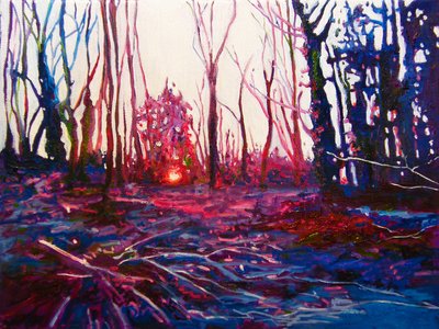 Pôr do sol num campo gelado, 2009 (óleo sobre tela) de Helen White