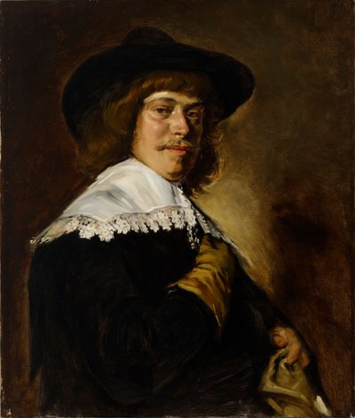Retrato de um jovem a segurar uma luva, cópia inspirada em Frans Hals de Helene Schjerfbeck