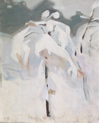 Bétula Coberta de Neve, c.1913 (óleo no painel) de Helene Schjerfbeck