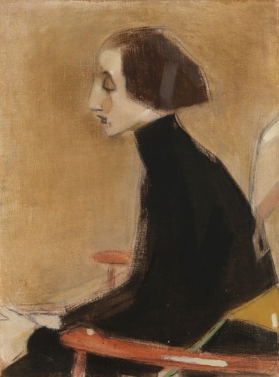 A Costureira, Retrato de Meio Corpo (A Mulher Trabalhadora) de Helene Schjerfbeck