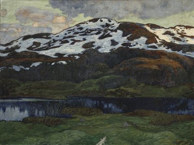 Uma noite de verão perto de Kallsjön (óleo sobre tela) de Helmer Osslund