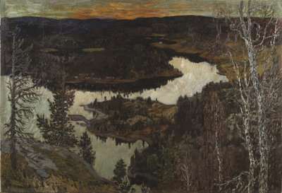 Outono, Nordingra (Óleo sobre papel sobre tela montada em masonita) de Helmer Osslund
