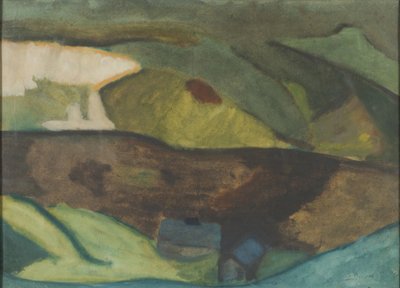 Cabanas de pescadores junto ao rio. Motivo de Granvåg, Faxälven de Helmer Osslund