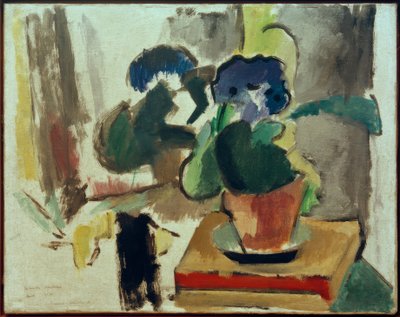 Natureza morta com Zinnerarie e livro de Helmuth Macke