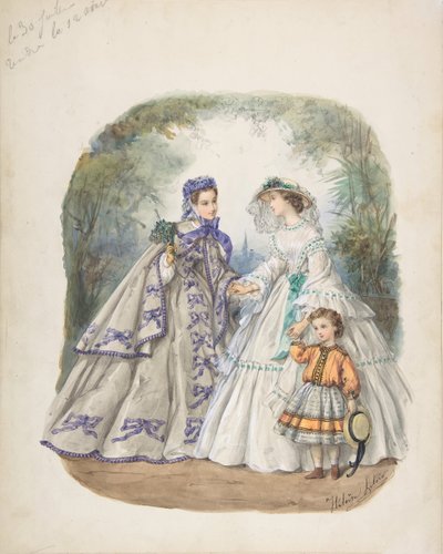 Ilustração para uma revista de moda francesa, ca. 1862. de Heloise Leloir