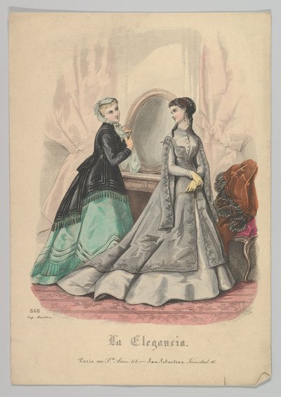 Duas Mulheres com Espelho, nº 868, de La Elegancia San Sebastian, século XIX. de Heloise Leloir