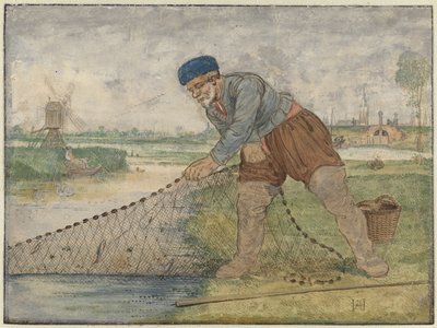Um Pescador a transportar na sua rede de Hendrick Avercamp