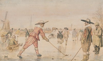 Uma cena de inverno com dois cavalheiros a jogar Colf de Hendrick Avercamp