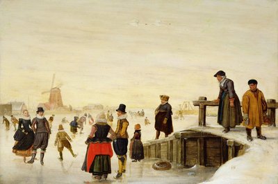 Figuras a patinar numa paisagem holandesa de Hendrick Avercamp